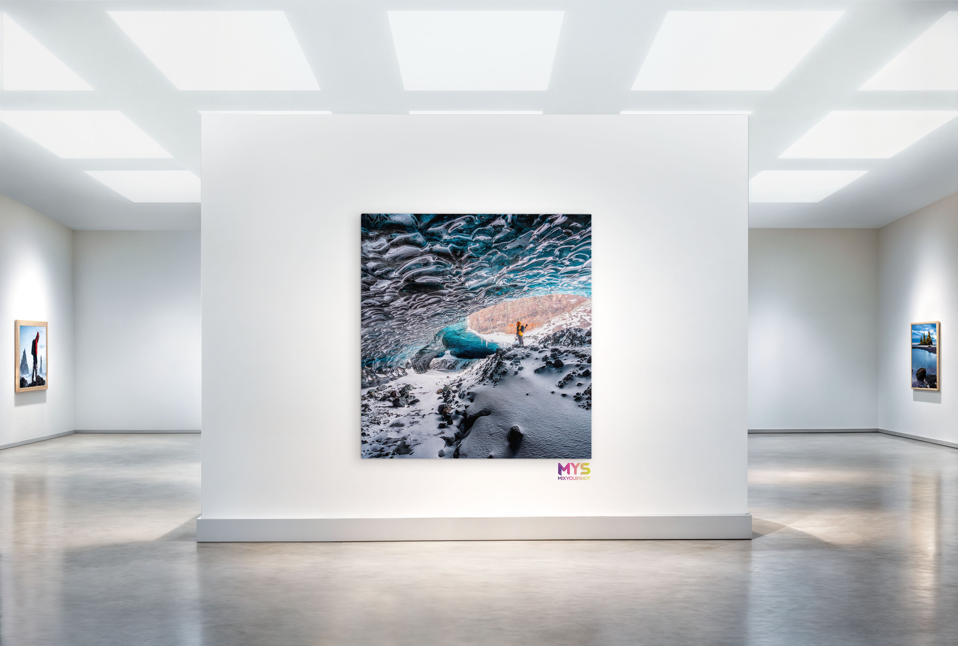 Mounted print in a gallery interior